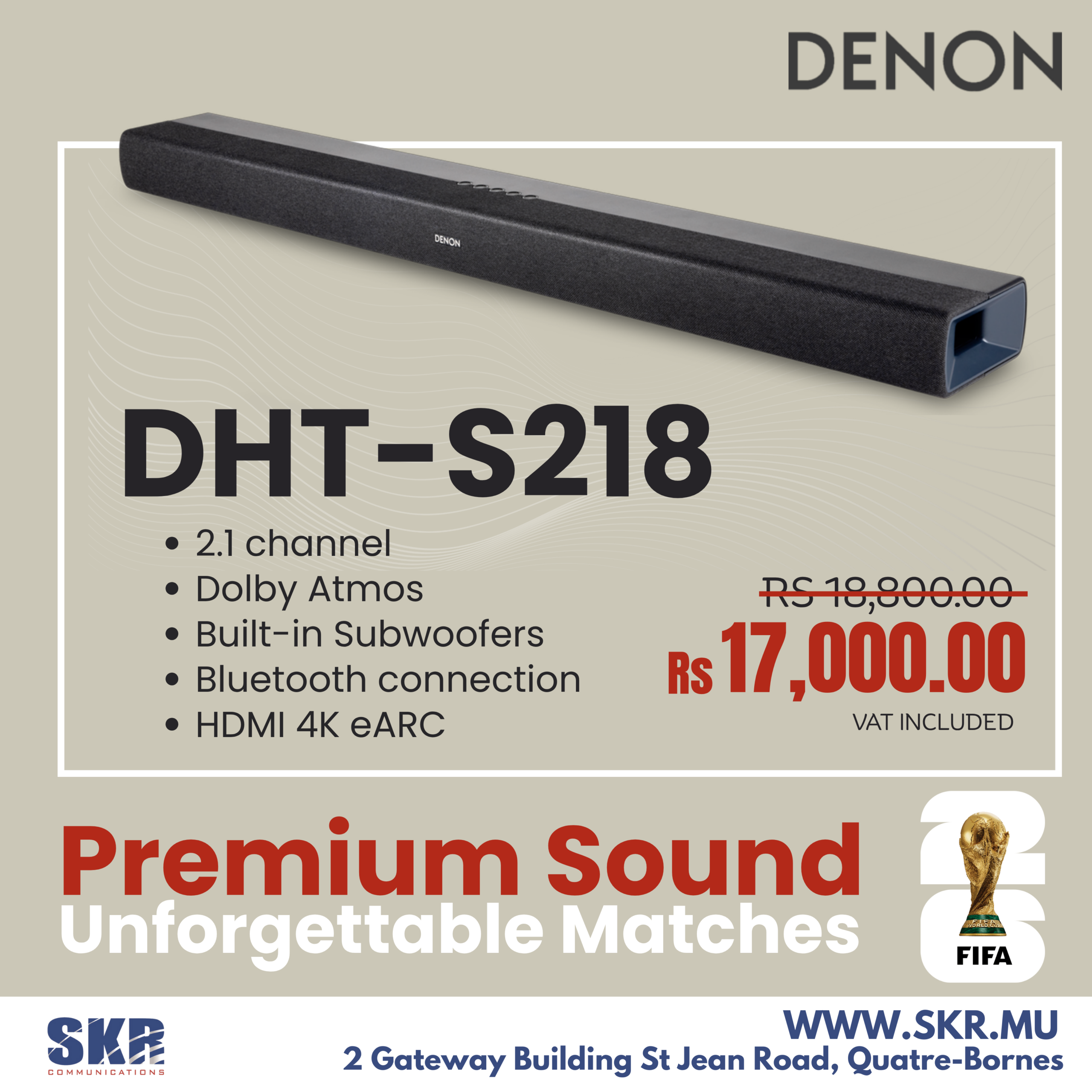 Denon DHT-S218 TV Soundbar - SKR Communications